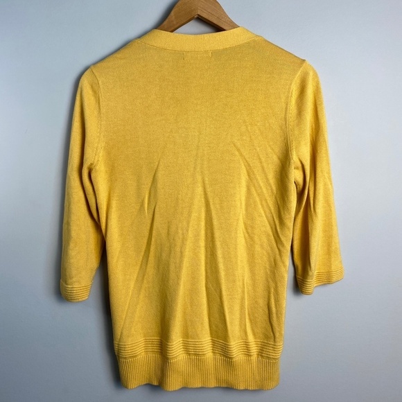Banana Republic Factory Long Sleeve 1/2 Button Front Mustard V-Neck Cardigan M - Picture 5 of 13